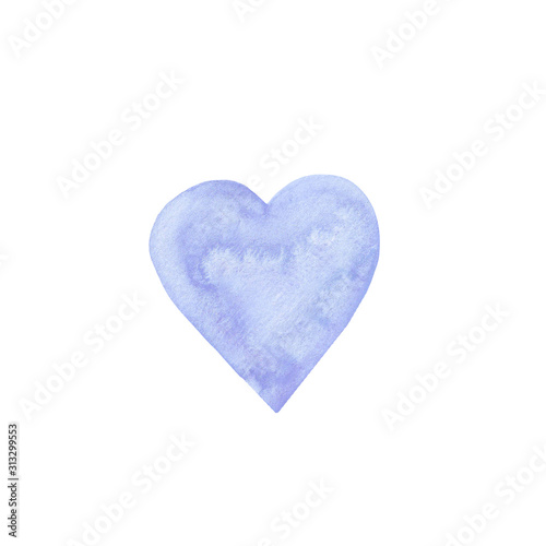 watercolor blue heart isolated on a white background. Element