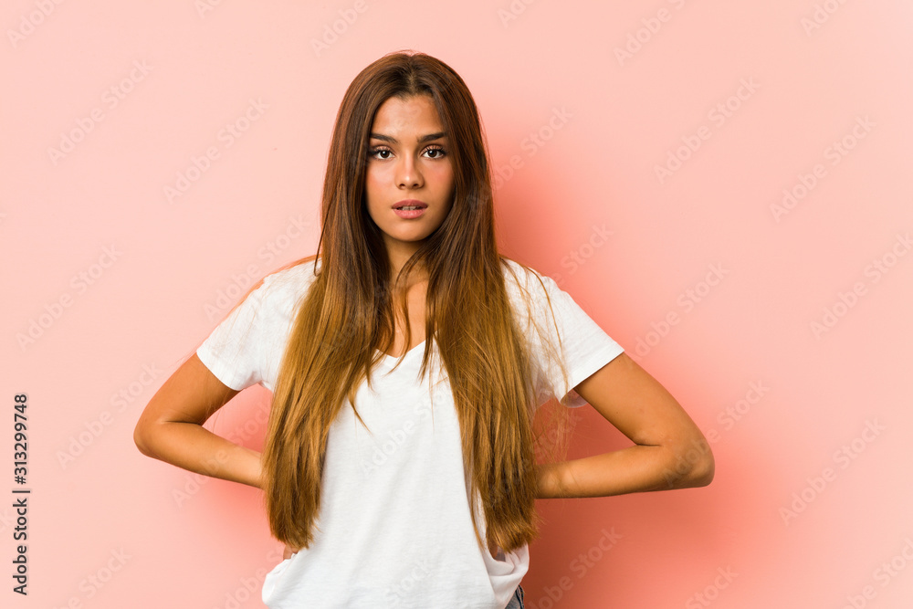 Young caucasian woman doing beauty poses isolated Young caucasian woman doing beauty poses isolated