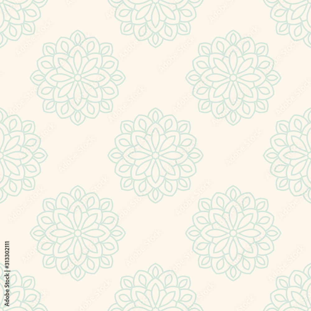 Fantasy seamless pattern with ornamental mandala. Abstract round doodle flower background. Floral geometric circle. Vector illustration. Fantasy seamless pattern with ornamental mandala. Abstract round doodle flower background. Floral geometric circle. Vector illustration.