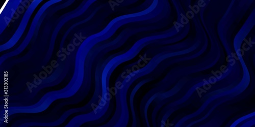 Dark BLUE vector pattern with curves. Abstract gradient illustration with wry lines. Pattern for ads, commercials.