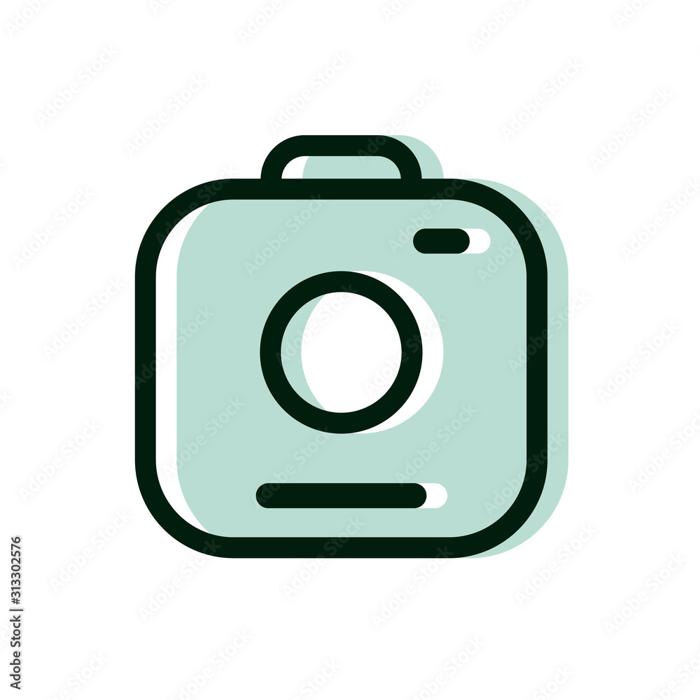 Photo camera lens logo. Simple camera icon, graphics optical video cam and social media sign vector illustration icon Photo camera lens logo. Simple camera icon, graphics optical video cam and social media sign vector illustration icon