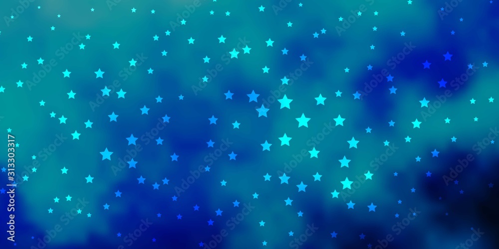 Dark BLUE vector background with colorful stars. Modern geometric abstract illustration with stars. Theme for cell phones.