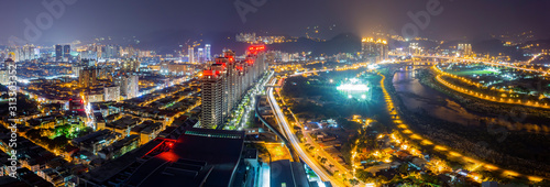Night aerial shot of the New Taipei City cityscape © Kit Leong