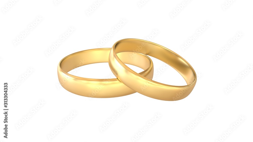 Wedding rings isolated on white background, 3D-rendering Wedding rings isolated on white background, 3D-rendering