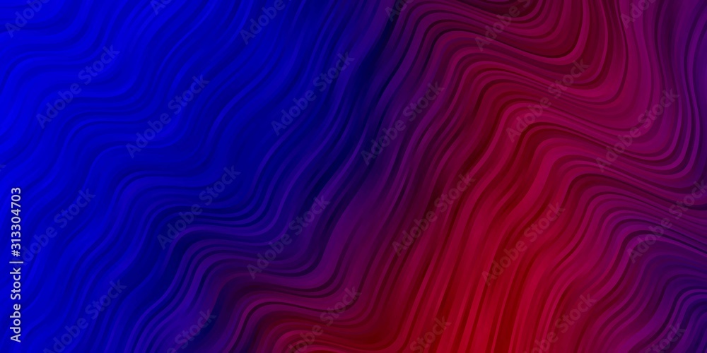 Dark Blue, Red vector layout with curves. Colorful geometric sample with gradient curves.  Pattern for commercials, ads.