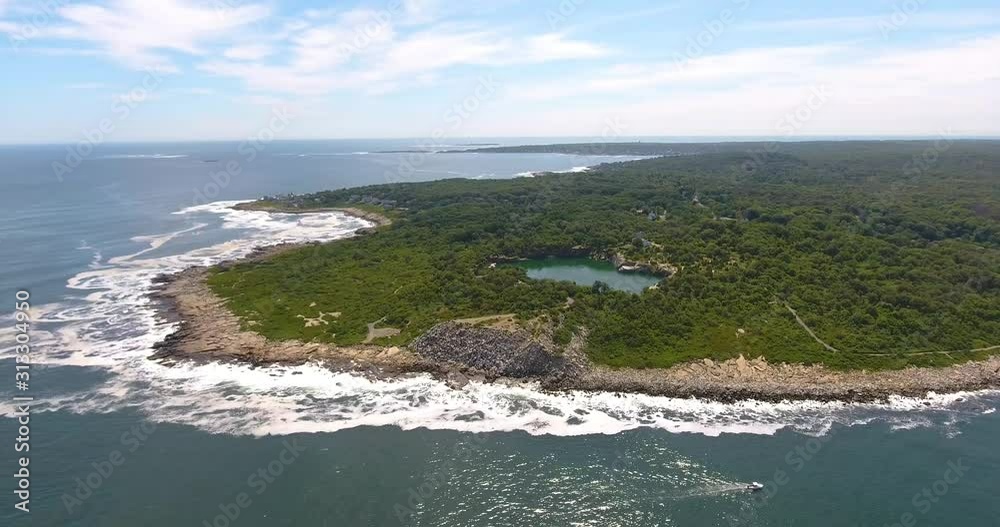 Halibut Point State Park and grainy quarry aerial view and the coast aerial view in town of Rockport, Massachusetts MA, USA. Halibut Point State Park and grainy quarry aerial view and the coast aerial view in town of Rockport, Massachusetts MA, USA.