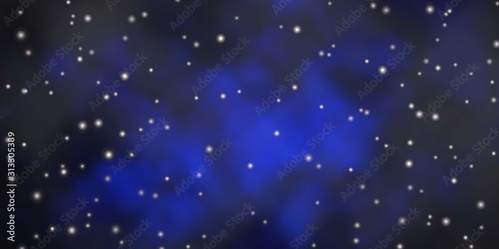 Dark BLUE vector layout with bright stars. Decorative illustration with stars on abstract template. Best design for your ad, poster, banner.