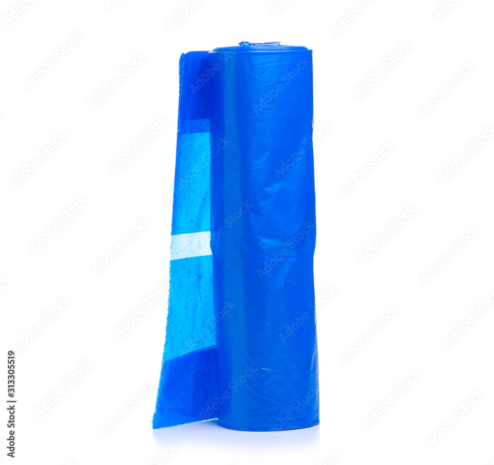 Blue garbage bags on white background isolation Blue garbage bags on white background isolation