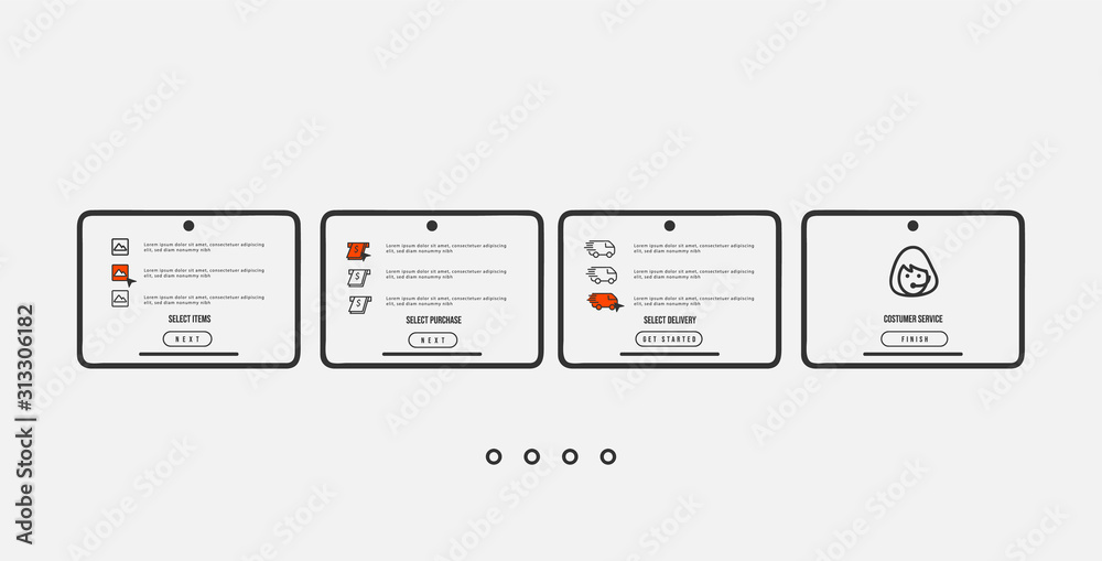 E commerce onboarding app screens line interface template design vector eps 10
