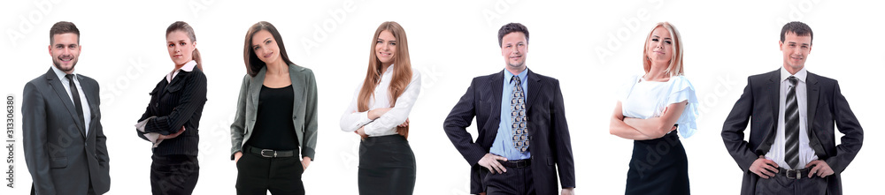 group of successful business people standing in a row.