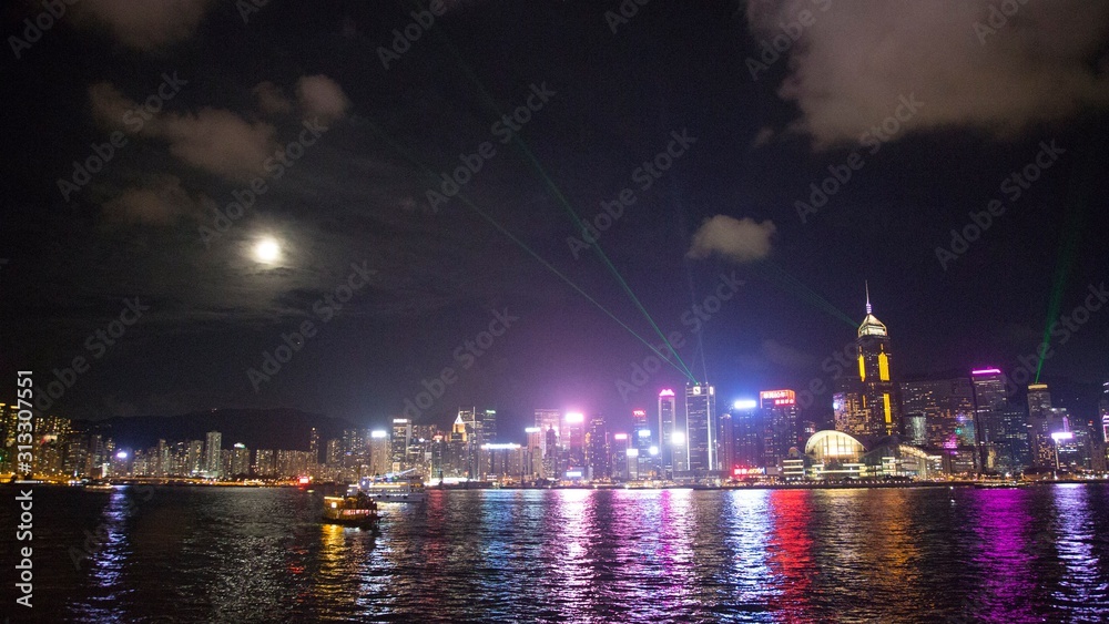 Hong Kong, China / Asia - 07 july 2018: Beautiful Hong Kong at Night Hong Kong, China / Asia - 07 july 2018: Beautiful Hong Kong at Night