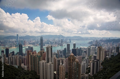 
Hong Kong skyline view from The Peak with Victoria Harbour in the background
 photo