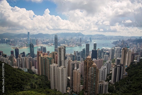  Hong Kong skyline view from The Peak with Victoria Harbour in the background  © liliportfolio