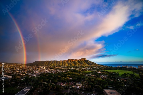 Double Rainbow over Diamond Head