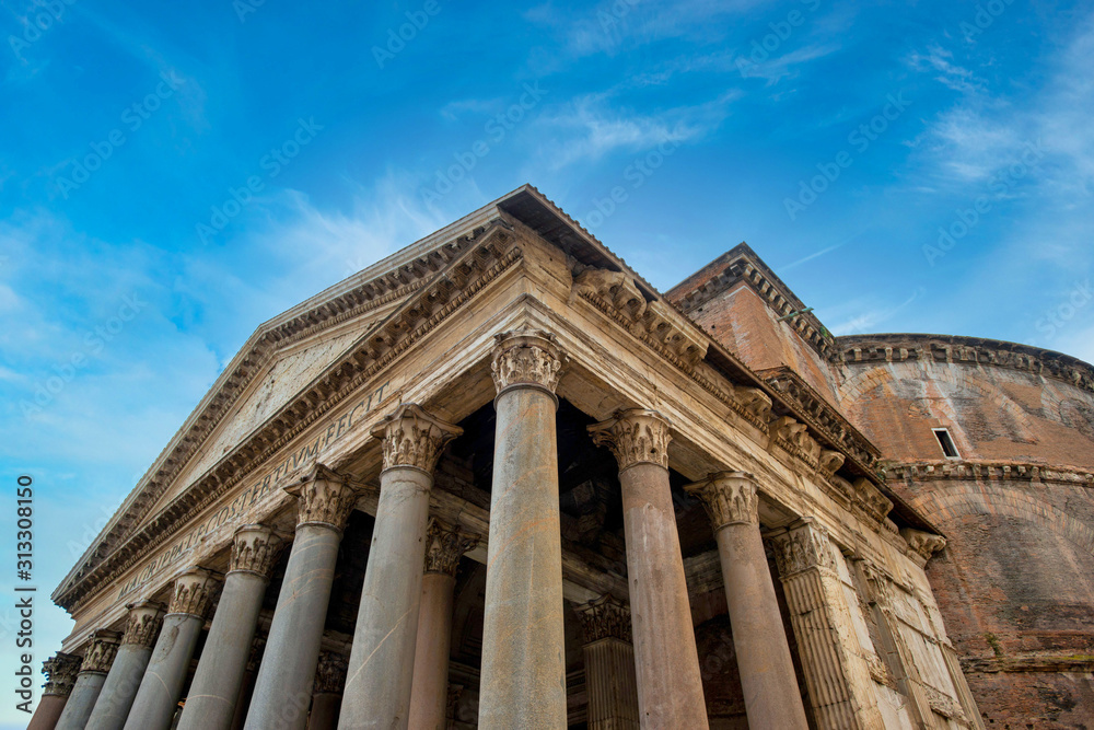 Pantheon in Rome, Italy on a sunny day