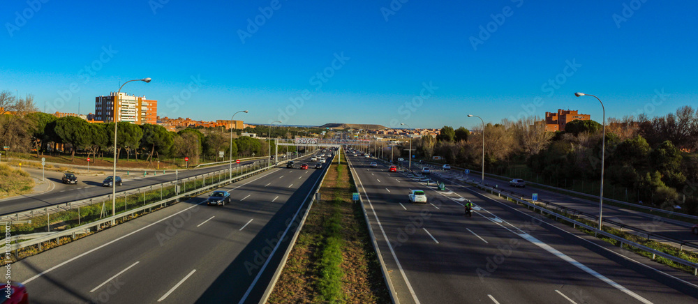 Beautiful picture with a highway on the sunny day