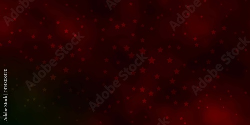 Dark Green, Red vector background with small and big stars. Modern geometric abstract illustration with stars. Pattern for new year ad, booklets.