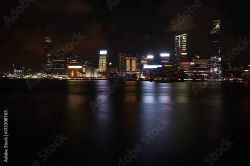 Hong Kong  China   Asia - 07 july 2018  Beautiful Hong Kong at Night from Victoria Peak 