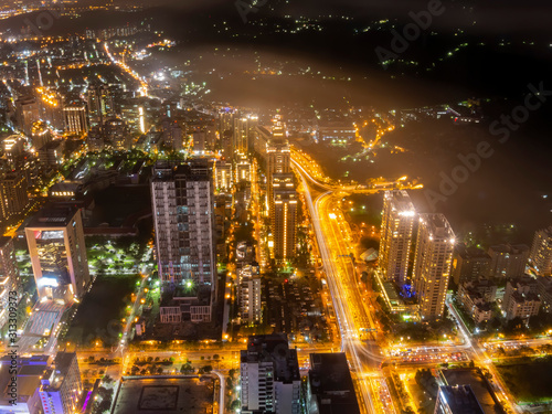 Night aerial view of Taipei nightscape