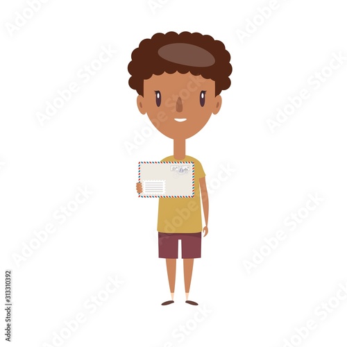 Smiling schoolboy. Cheerful elementary school student, kindergarten pupil cartoon character. Flat vector illustration.