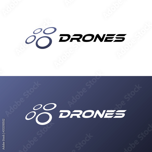 Drone quadrocopter logo template. Creative design