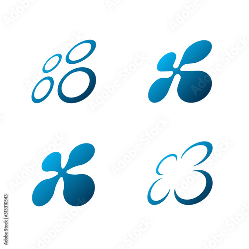 Drone quadrocopter logo set template. Creative design