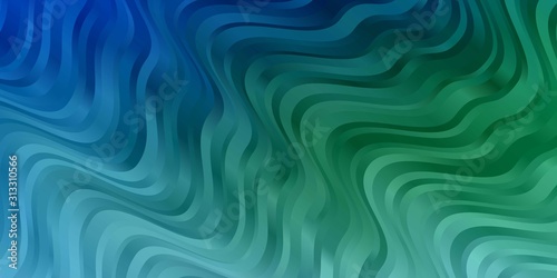 Light Blue, Green vector texture with circular arc. Abstract gradient illustration with wry lines. Template for cellphones.