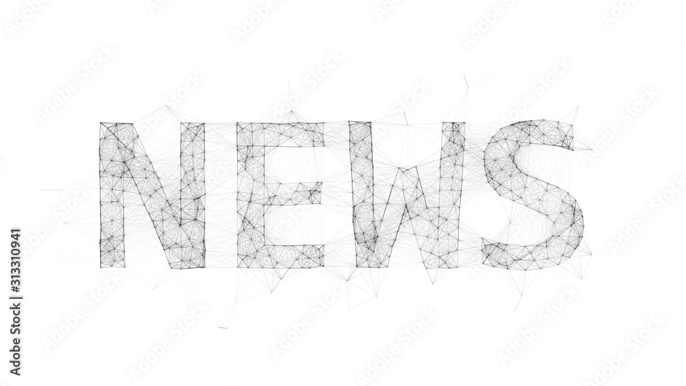 Vector Polygon Text NEWS - black on white background