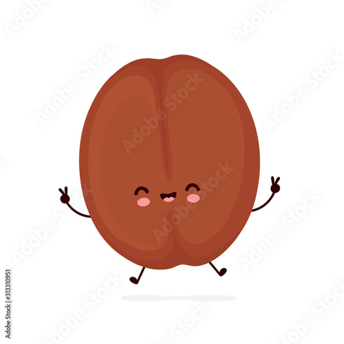 Cute smiling happy coffee bean