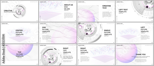 Presentation design vector templates, multipurpose template for presentation slide, flyer, brochure cover design, infographic report. Future technology. Infographic digital cloud technology concept.
