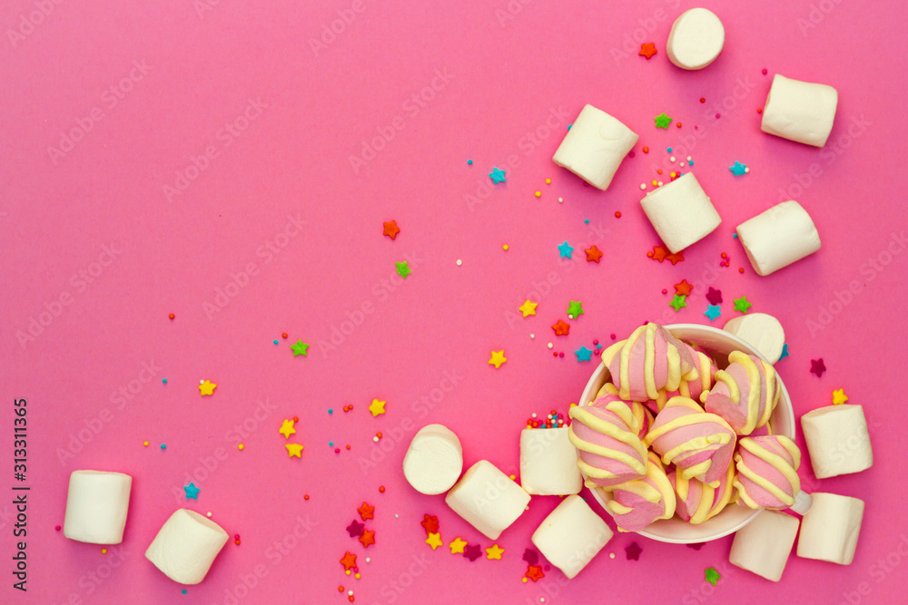 colorful marshmallows candy for background uses