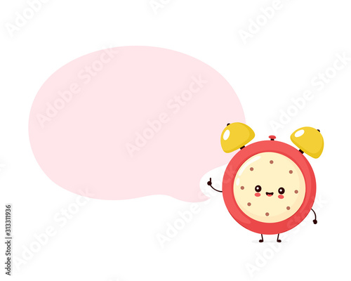 Cute smiling happy alarm time clock 
