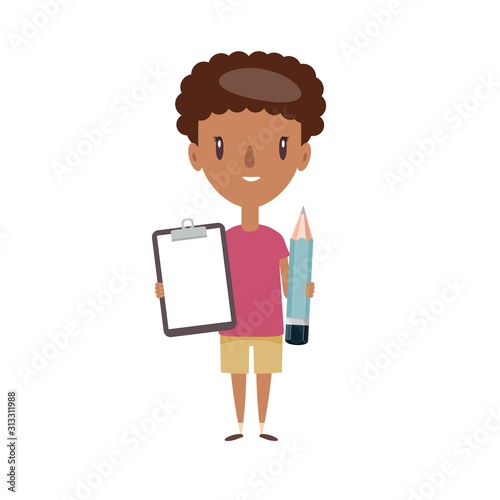 Smiling schoolboy. Cheerful elementary school student, kindergarten pupil cartoon character. Flat vector illustration.