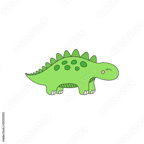 Prehistoric dinosaur vector illustration. Hand drawn Stegosaurus dinosaur. Isolated.
