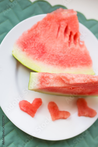 watermelon on a white plate