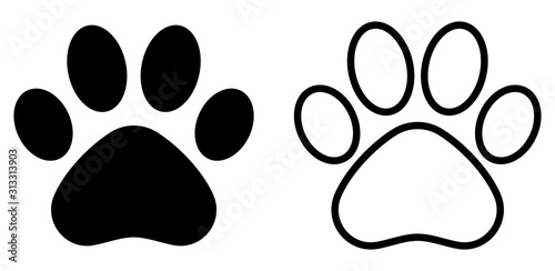 Paw print simple icons. Vector