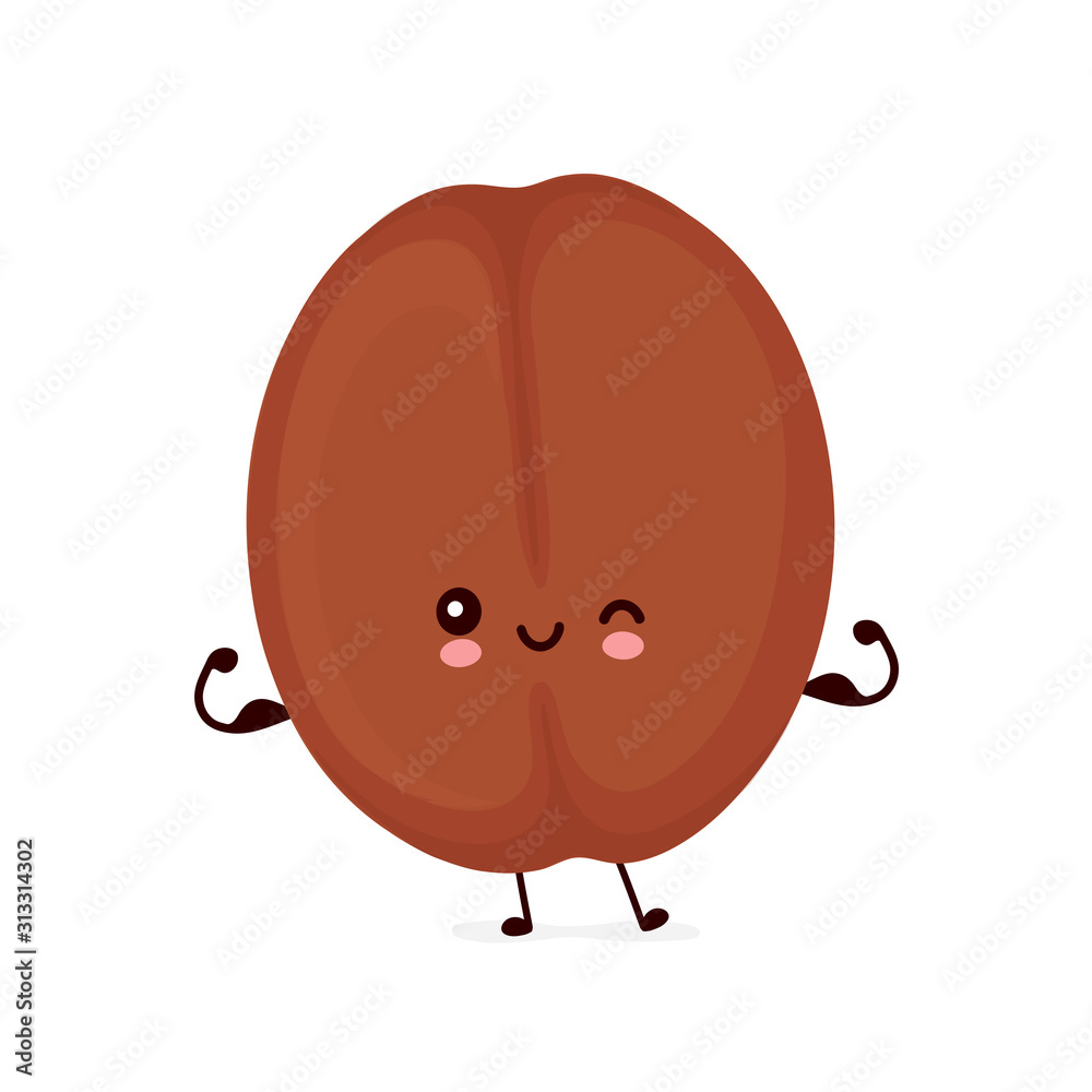 Obraz premium Cute smiling happy strong coffee bean