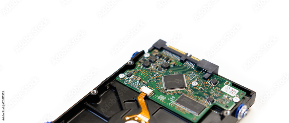 Computer hard drive on a wight background. Computer data storage Computer hard drive on a wight background. Computer data storage