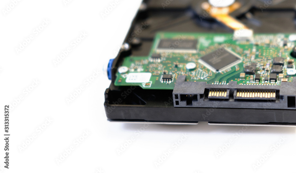 Computer hard drive on a wight background. Computer data storage Computer hard drive on a wight background. Computer data storage