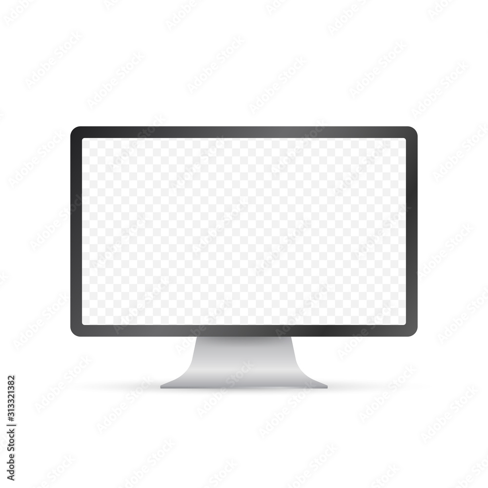 Computer display isolated in realistic design on white background. Vector stock illustration. Computer display isolated in realistic design on white background. Vector stock illustration.
