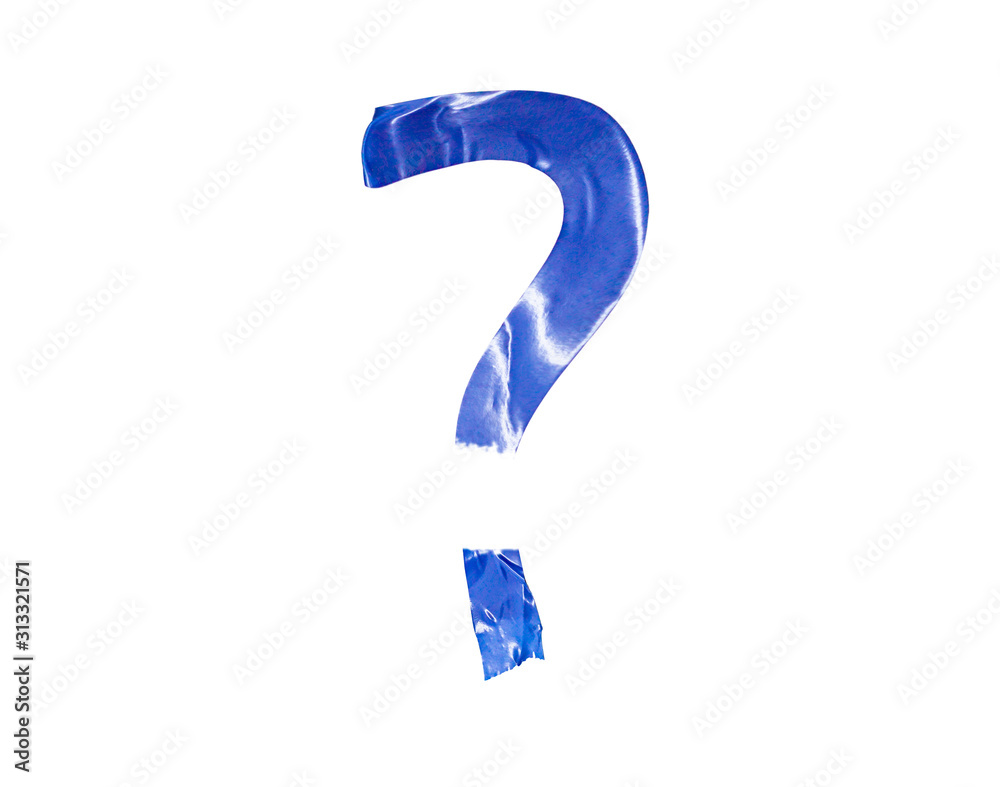 Question mark of adhesive tape on a white background Question mark of adhesive tape on a white background