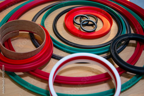Various rubber products and sealing products at the exhibition stand. Industry