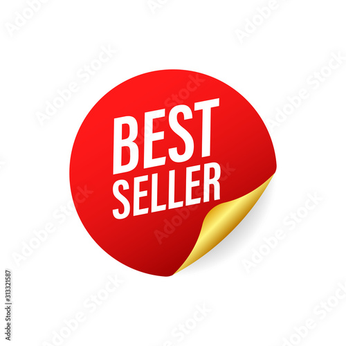 Best Seller red label, sticker on white background. Vector stock illustration.