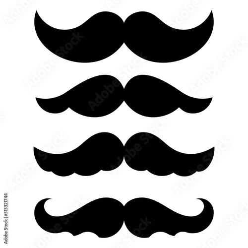 Mustache Icons. Curly mustache. Barber shop icon. Vector set.