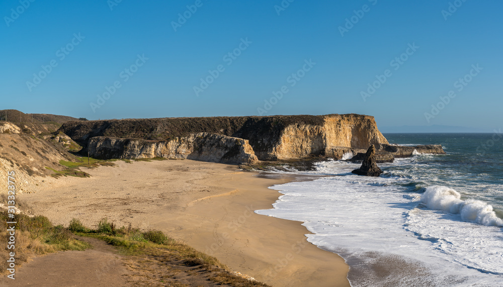 Panoramic View of Wide Cove in the West Coast of California With Sunny Skies