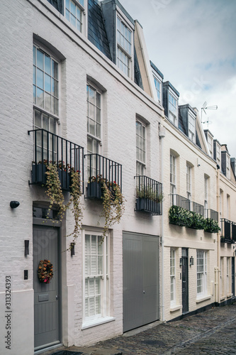 Photography London street of terraced houses without parked cars