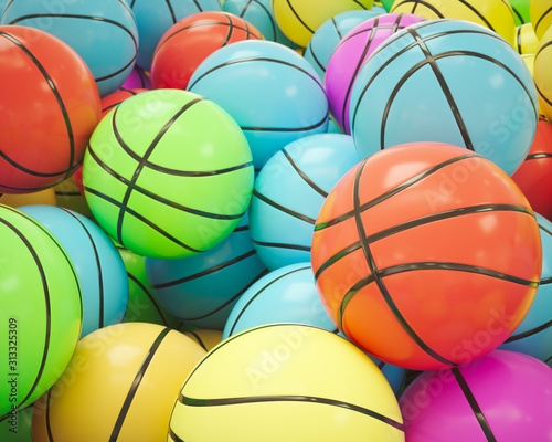 Brightly Coloured Basketballs in a Pile