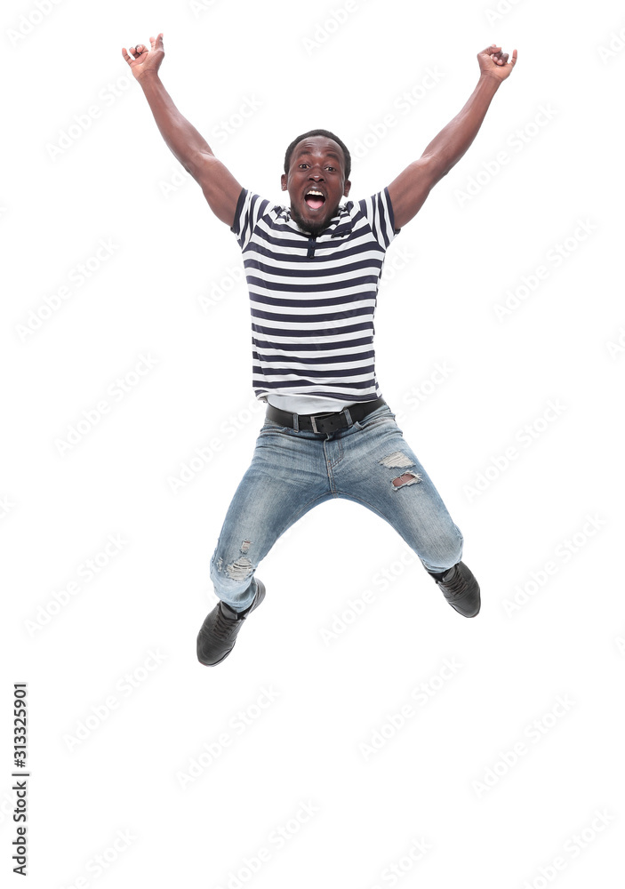 very happy guy in casual clothes . isolated on white very happy guy in casual clothes . isolated on white