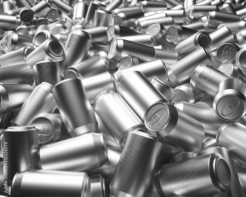 Pile of Blank Aluminum Cans Under Bright Studio Lighting