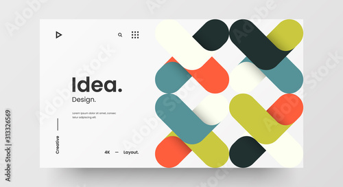 Creative horizontal website screen part for responsive web design project development. Abstract geometric pattern banner layout mock up. Corporate landing page block vector illustration template.